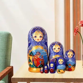 7 Kosov Risanka ruske Gnezdenje Lutka Matryoshka Številke Obrti Ornament Zlaganje Lutke za Office Rojstni dan Soba Dekoracijo Doma