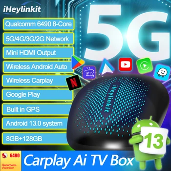 iHeylinkit 5G Wifi6 Android 13 Carplay Ai Polje QCM6490 8+128GB Brezžični Android Auto Mifi HD Izhod YouTube iPTV za Kia Ford BYD