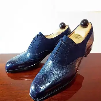Oxford Čevlji Moški Čevlji PU Barva Klasično Poslovanje Priložnostne Vsakodnevno Brogue Votlih Faux Antilop Čipke Moda Obleko Čevlje CP076