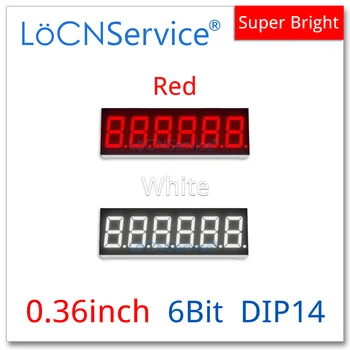 LoCNService 30PCS 0.36 Palčni Digitalni Cev LED Zaslon 6 Bit Rdeče Belo Skupno Anodo / Katodo 7 Segment 0.36 palčni 6Bit
