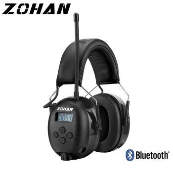 ZOHAN Elektronski Bluetooth 5.0 AM/FM Radio Naušniki Z Akumulatorsko 2000 mAh Litij Baterija NRR 25 dB opremo za Zaščito Sluha