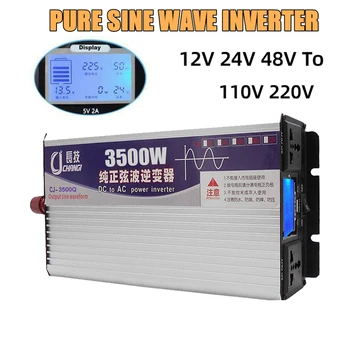 Pure Sine Wave Inverter DC 12V 24V 48V 60V, da 110V 220V 3500W Moč Pretvornik Napetosti Transformatorja 50/60HZ Sončne Avto Inverter