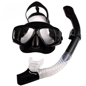 Optični Potapljanje Masko Snorkel Komplet Kaljeno Steklo,Suhi Vrh, Plavanje Googles Leče