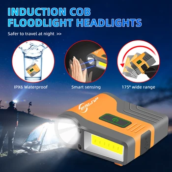 Indukcijsko COB LED Žaromet Nepremočljiva Skp Svetlobo Žarometov Skp Posnetek Svetlobo na Prostem, Ribolov, Kampiranje USB Polnilne Skp Lučka