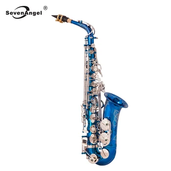 SevenAngel Visoke Kakovosti Saksofon Modra Barva SE Alto Sax Lakirana Medenina E Ravno Sax 802 Key Type Pihalni Glasbeni Instrument