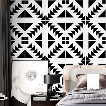 Črno in belo ozadje kvadratni mreži Skandinavski slog sodobnega preprost strop dnevna soba, spalnica TV sliko za ozadje