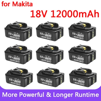 Novo Za 18V Makita Baterija 12000mAh Polnilna ročna Orodja Baterije z LED Li-ion Zamenjava LXT BL1860B BL1860 BL1850