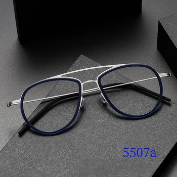 Branje Očala Za Moške 5507A Danska Titanium Št Vijak Očala Okvirji Optični Ultra-lahkih Poslovnih Krog Recept Stekla