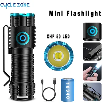 Mini Prenosna Svetilka LED Svetilko z Magnetom XHP50 Super Svetla Kampiranje, Ribolov Luč Nepremočljiva USB Polnilna Svetilka