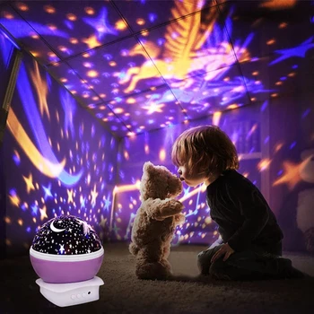 LED Zvezdnato Noč Svetlobe Projektorjem Star Mojster Svetlobe Luna v Nebo Obračanje Romantično Projekcija Lučka za Otroke, Otroška Spalnica Darila
