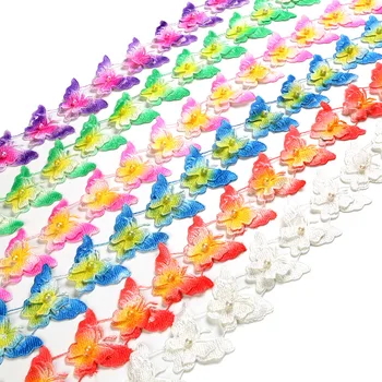 Barvita Vezene Dvojno Plast Pearl Metulj Čipke Tkanine DIY Ročno Otrok Oblačila, Pokrivala za Lase Posnetek Šivanje Čipke Obrti