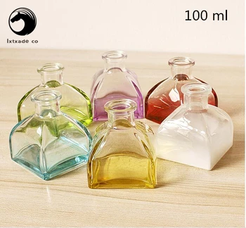 7 KOSOV 100 ML Prozorno Roza, Vijolično, Zeleno Steklo Prazno Steklenico Aromaterapija Posodo Kvadratek Kristalno Banka