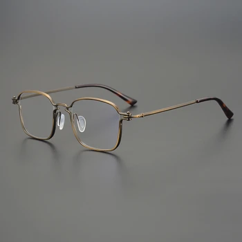 Oblikovalec Slog Ultralahkih Čistega Titana Očal Okvir Moških Japonski Ročno Retro Očala Za Kratkovidnost Polno Platišča Prilagajanje Očal