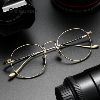2023 čistega Titana Očal Okvir moški Ženske Retro Krog Recept Očala Letnik Kratkovidnost Optičnih Očal Oči Očala okvirji