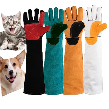 Anti-ugriz varnost ugriz rokavice za Ulov pes,mačka,plazilcev,živali Ultra dolgo, usnje zelena hišni Ljubljenčki razumevanje grize zaščitne rokavice