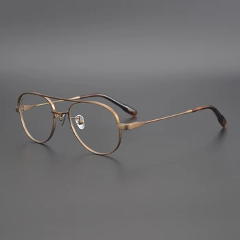 Japonski Ročno Oblikovalec Čistega Titana, Dvojno-Žarek Očal Okvir Moški Ženske Retro Pilotni Moda Mat Okvirji Optičnih Očal