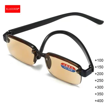 KLASSNUM Obravnavi Očala Moških Ultra-Lahkih Presbyopia Očala Rjave Jasno Objektiv Anti-Modra Svetloba Zaščito za Oči Plus +1.0 2.5 4.0