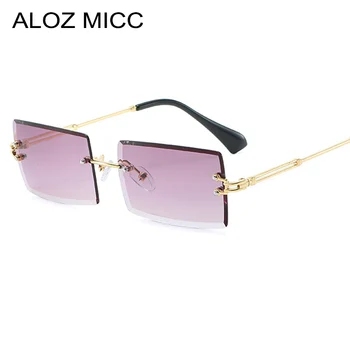 ALOZ MICC Modne Dame Pravokotnik Rimless sončna Očala Moški Ženske Osebnosti Obrezovanje Luksuzni Kovinski Sunglass UV400 Q709