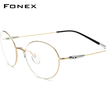 FONEX Titanove Zlitine Očala Okvir Moških Recept Očala Ženske Ovalne Kratkovidnost Optični Okvir korejski Brezvijačno Očala F1028