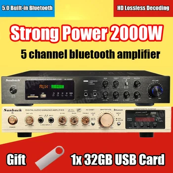 110/220V 2000W Bluetooth 5.0 Avdio Ojačevalnik za Domači Kino Ojačevalniki, amplificador Audio Podpora FM, USB, z Daljinskim upravljalnikom