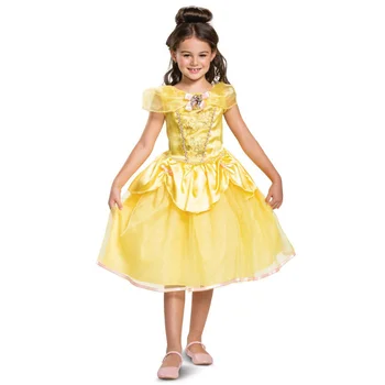 Belle Princesa Kostume Lepotica In Zver za Dekleta Cosplay Otrok Halloween Party Modno Obleko Gor