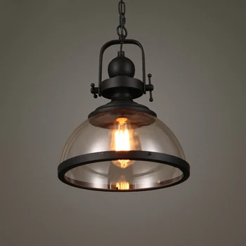 Železo LED Obesek Luči Mansarda Industrijske Kuhinja Viseče Svetilke Za Jedilnico Soba Dekor Doma Svetlobe Napeljave Stekla Lampshade