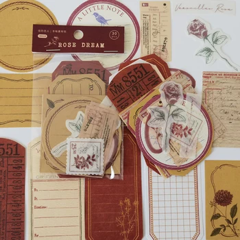 30 kosov Vintage Rose preprost Memo pad material, papir, Smeti List retro Dekoracijo Kartico, zaradi Česar DIY Scrapbooking Obrti Papirja