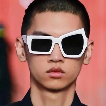 Moda Nezakonitih Kvadratnih Sončna Očala Človek Modni Oblikovalec Blagovne Znamke Osebnost Sončna Očala Moški Belo Črno Ogledalo Oculos De Sol