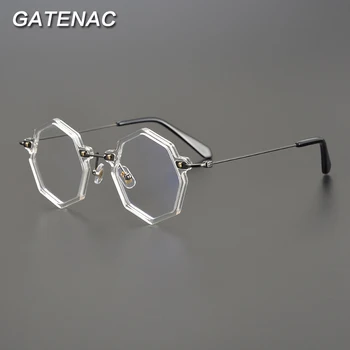Vintage Acetat Titana Očal Okvir Moških Recept Kratkovidnost Optična Očala Okvir Ženske Retro Luksuzne Blagovne Znamke Majhne Očala