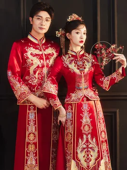 Yourqipao 2023 Kitajske Tradicionalne Poročne Obleke Žensk, Starih Xiuhe Hanfu Custumes Zmaj Phoenix Obleke Določa Vestido De Noiva