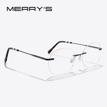 MERRYS DESIGN Titanove Zlitine Rimless Očal Okvir Za Moške, Ženske Ovalne Ultralahkih brez okvirjev Optični Okvirji za Očala S2813