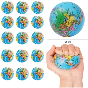 12Pcs 65mm Anti Stres Relief Zemljevidu Sveta Penasto Žogo Atlas Zemlji Svetu Palm Žogo Planet Igrače za Chrildren učnimi pripomočki