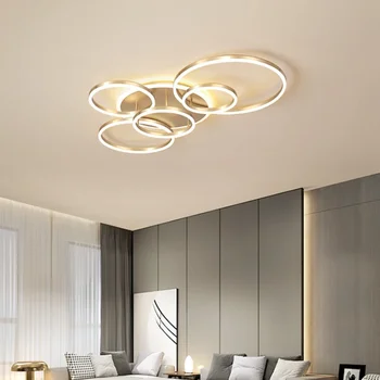 Zlato Bela Moderno LED Lestenec Razsvetljave Za Življenje Študija Soba Luči Zaprtih Svetilke, Lestenci Svetilka