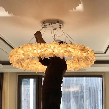 Luksuzni LED lestenec ustvarjalne naravni kristalni kamen hotel inženiring lučka villa dnevna soba dekorativne umetnosti po meri lučka