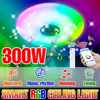 RGB LED Smart Svetilke Stropne Lestenci APLIKACIJO Bluetooth Daljinsko upravljanje LED Luči Z Glasbo Zvočnik Dnevna Soba, Spalnica Dekoracijo