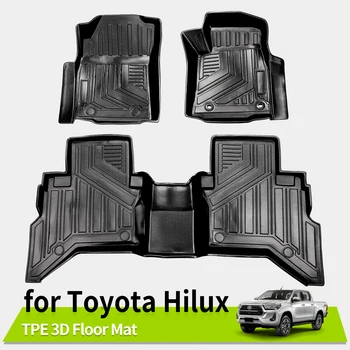 3D predpražnike za Toyota Hilux 2015-2022 Vse Vremenske razmere Anti-Slip Nepremočljiva Blazine, Dodatki TPE Desno Roko Vožnje
