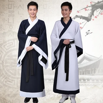 Kitajski državni hanfu bela / črna Kitajski Folk Dance kitajska kostum hanfu moških oblačil Tang bo Ustrezala stopnji Cosplay Kostumi