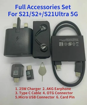 Celotno Dodatki Set za Samsung Galaxy S21/S21+/S21Ultra 5G 25 W EP-TA800 Polnilnik Tipa C OTG Kabel USB v Priključek USB Kartica Pin