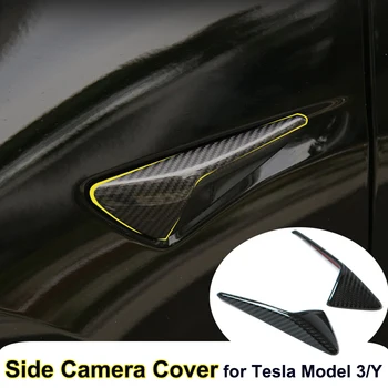za Tesla Model 3 Y Realni števili Ogljikovih Vlaken Fotoaparata Pokrov 2023 Notranja Oprema Deli Strani Fotoaparata Mat Ogljikovih Vlaken Zaščitnik Primeru