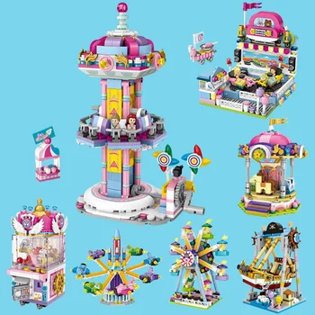 Funland Mini Blok Ferris Wheel Nlp-Catcher Piratske Ladje Merry-go-round Vrtenje Letala Odbijač Avtomobila Turbo Spusti Kup Opeke Igrača