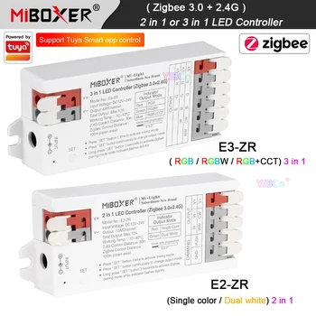 Miboxer Zigbee 3.0+2.4 G na Daljavo (Enotni barvni/Dual bela) 2 v 1 LED Trak Krmilnik (RGB/RGBW/RGBCCT) 3 v 1 Svetlobni trak Dimmer