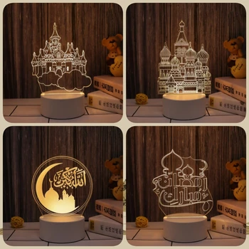 Muslimanski EID Mubarak Tabela Okraski 3D Noč Svetlobe Gurbang Kareem Ramadana Festival Stranka Dobave Eid Al Adha Dekoracijo za Dom