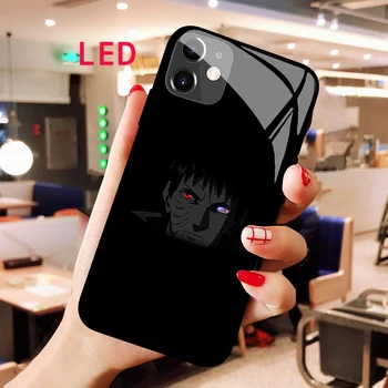 Svetlobna Kaljeno Steklo primeru telefon Za Apple iphone 12 11 Max Pro XS mini N-Naruto Akustični Nadzor Zaščito LED Osvetlitev pokrova