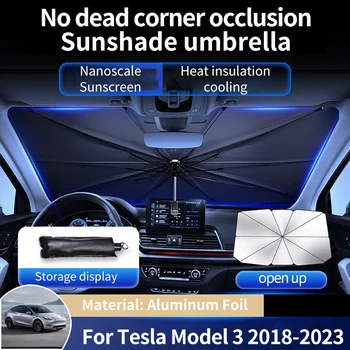 Avto Dežnik Dežnik za Sonce Odtenek Zaščitnik Suncobran Poletje Notranje zadeve Vetrobransko steklo Varstvo Pribor za Tesla Model 3 2018~2023