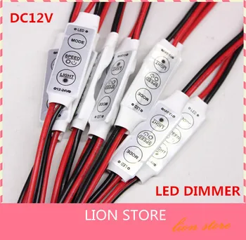 5pcs/veliko 12V Mini 3 Tipke Enotni Barvni LED Krmilnik Svetlost Dimmer za led 3528 5050 trak svetlobe Brezplačna dostava