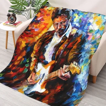 Eric Clapton Blues Bombažno Platno Stenski Dekor Platno Vrže Odeje Kolaž Flanela Ultra Mehko Toplo piknik odejo bedspread
