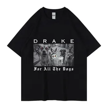 Rapper Drake Tiskanja Prevelik Majica za Vse Pse Retro Graphic majica s kratkimi rokavi Moški Ženske Hip Hop Modo Bombaža T-srajce Ulične
