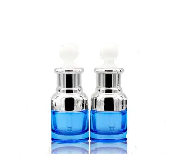 20ml 30 ml Luxury Stekleno Kapalko Steklenico Edinstveni Serum Steklenic, Modra s Posebnimi Srebrni Pokrov SN916