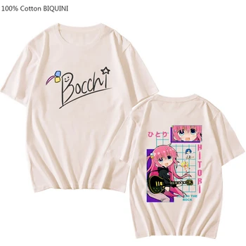 BOCCHI ROCK! T-shirt Hitori Ryou Nijika Ikuyo HRNI Tee-shirt Japonski Anime Natisnjen Tshirt 100% Bombaž Visoke Kakovosti Majice