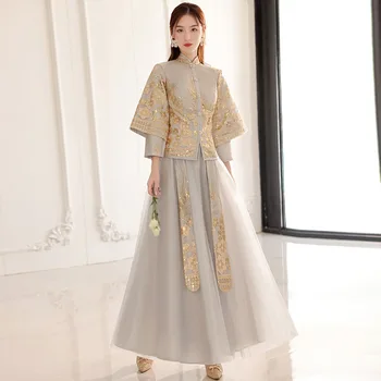 2023 Novi Kitajski Družico Obleko za Ženske Obleke Zlati Tradicionalno Kitajsko Obleko Kitajski Sestra Skupini Obleka za Ženske Hanfu